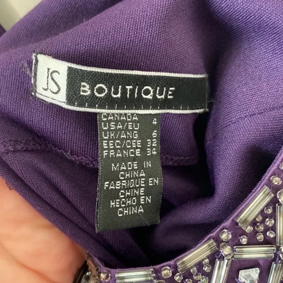 JS Boutique Purple Beaded Chiffon Dress - Picture 7 of 15